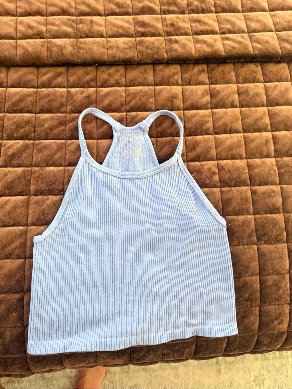 Light Blue Ribbed Racerback Tank Top - Women